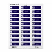 Nautical Stripes Navy Blue Elegante Adresetiketten Etiket (Full Sheet)