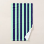 Nautical Stripes Navy Blue en Mint Green Bad Handdoek (Handdoek)
