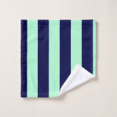 Nautical Stripes Navy Blue en Mint Green Bad Handdoek (Wasdoekje)