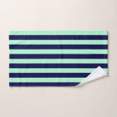 Nautical Stripes Navy Blue en Mint Green Bad Handdoek (Handdoek)