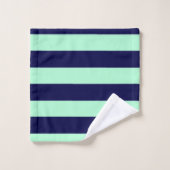 Nautical Stripes Navy Blue en Mint Green Bad Handdoek (Wasdoekje)