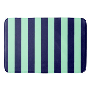 Nautical Stripes Navy Blue en Mint Green Badmat