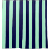 Nautical Stripes Navy Blue en Mint Green Douchegordijn (Voorkant)