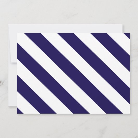 Nautical Stripes & Navy Blue Ship Save the Date (Achterkant)