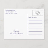 Nautical Stripes & Navy Blue Ship Save the Date Aankondigingskaart (Achterkant)