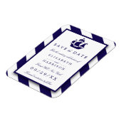 Nautical Stripes & Navy Blue Ship Save the Date Magneet (Linkerzijde)