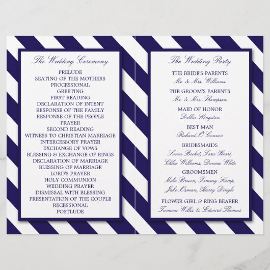 Nautical Stripes & Navy Blue Ship Wedding (Achterkant)