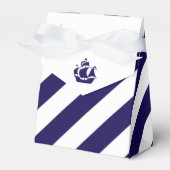 Nautical Stripes & Navy Blue Ship Wedding Bedankdoosjes (Voorkant Zijde)