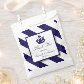 Nautical Stripes & Navy Blue Ship Wedding Bedankzakje (Geknipt)