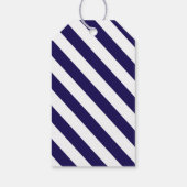 Nautical Stripes & Navy Blue Ship Wedding Cadeaulabel (Achterkant)