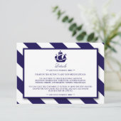 Nautical Stripes & Navy Blue Ship Wedding Detail Informatiekaartje (Staand voorkant)