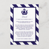 Nautical Stripes & Navy Blue Ship Wedding Detail Informatiekaartje (Voorkant)