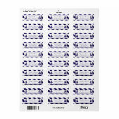 Nautical Stripes & Navy Blue Ship Wedding Etiket (Full Sheet)