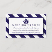 Nautical Stripes & Navy Blue Ship Wedding Informatiekaartje (Voorkant)