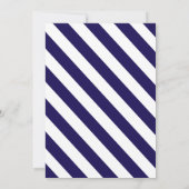 Nautical Stripes & Navy Blue Ship Wedding Kaart (Achterkant)