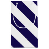 Nautical Stripes & Navy Blue Ship Wedding Klein Cadeauzakje (Achterkant)