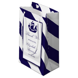 Nautical Stripes & Navy Blue Ship Wedding Klein Cadeauzakje