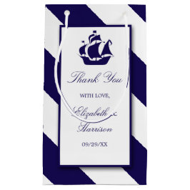 Nautical Stripes & Navy Blue Ship Wedding Klein Cadeauzakje