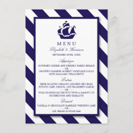 Nautical Stripes & Navy Blue Ship Wedding Menu