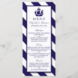 Nautical Stripes & Navy Blue Ship Wedding Menu