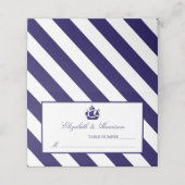 Nautical Stripes & Navy Blue Ship Wedding Plaatskaartje (Buitenkant ongevouwen)
