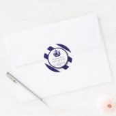 Nautical Stripes & Navy Blue Ship Wedding Ronde Sticker (Envelop)