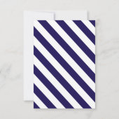 Nautical Stripes & Navy Blue Ship Wedding RSVP Kaartje (Achterkant)