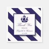 Nautical Stripes & Navy Blue Ship Wedding Servetten (Voorkant)