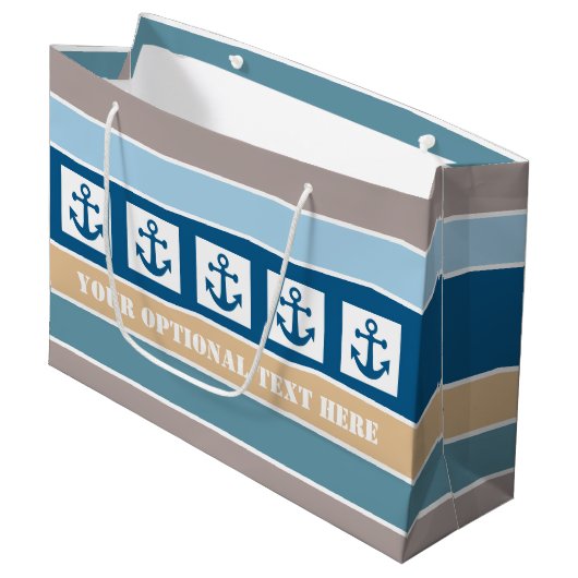Nautical Stripes op maat geschenktas Large Cadeautasje (Voorkant Gekanteld)