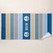 Nautical Stripes op maat monogram strandlaken (Voorkant)