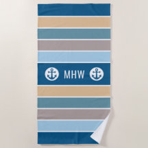 Nautical Stripes op maat monogram strandlaken