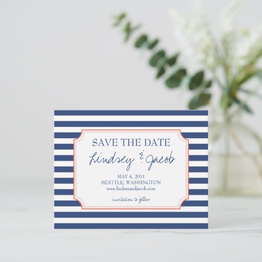 Nautical Stripes Save the Date (Staand voorkant)