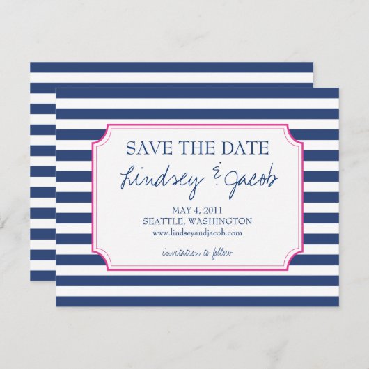 Nautical Stripes Save the Date (Voorkant / Achterkant)