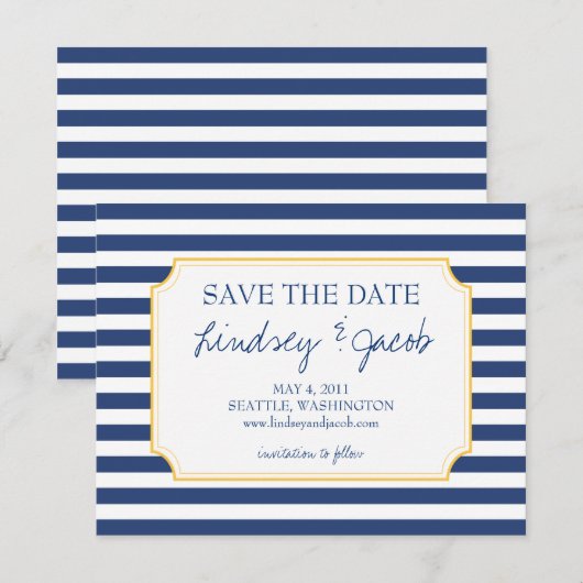 Nautical Stripes Save the Date (Voorkant / Achterkant)