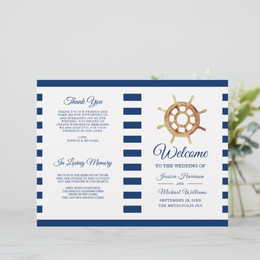 Nautical Stripes Steering Wheel Weddenschap Progra (Staand voorkant)