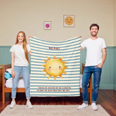 Nautical Stripes Watercolor Sun Name Toddler Blank Fleece Deken