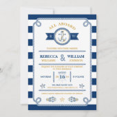 Nautical Stripes Wedding Invitation Kaart (Voorkant)