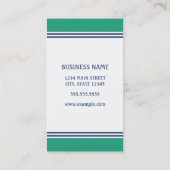 Nautical Stripes with Green Anchor Monogram Visitekaartje (Achterkant)