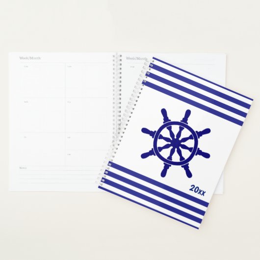 Nautical Stripes with Ships Wheel and Date Planner (Display)