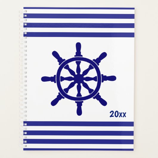 Nautical Stripes with Ships Wheel and Date Planner (Voorkant)