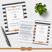 Nautical Stropdas the Knot Navy Blue Save the Date Aankondigingskaart