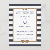 Nautical Stropdas the Knot Navy Blue Save the Date Aankondigingskaart (Voorkant)