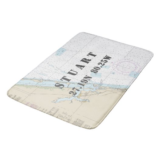 Nautical Stuart FL - Longitude - Latitude - Grafie Badmat (Gekanteld)