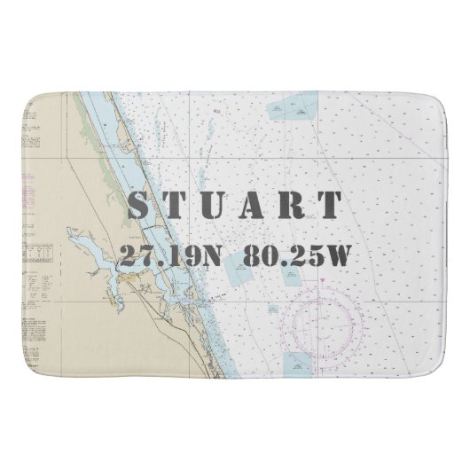 Nautical Stuart FL - Longitude - Latitude - Grafie Badmat (Voorkant)