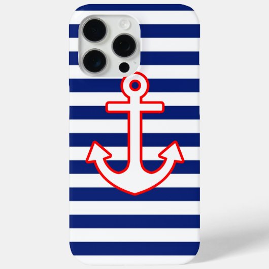Nautical Style Anchor Graphic op Stripes Case-Mate iPhone Case (Achterkant)