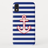 Nautical Style Anchor Graphic op Stripes Case-Mate iPhone Case (Achterkant)