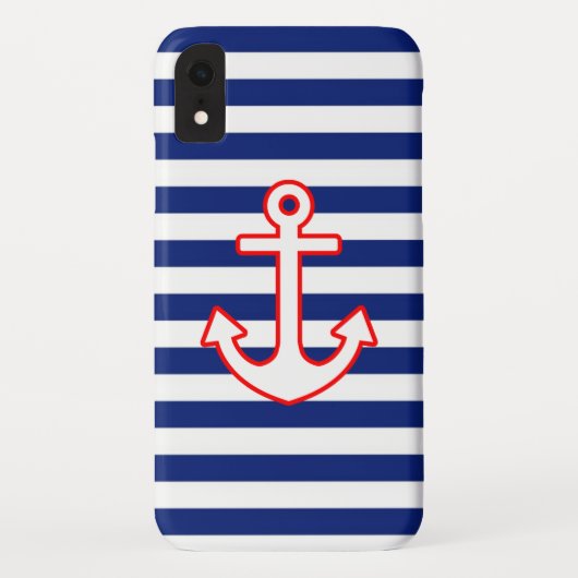 Nautical Style Anchor Graphic op Stripes Case-Mate iPhone Case (Achterkant)