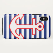 Nautical Style Anchor Icon on Stripes Case-Mate iPhone Case (Achterkant (horizontaal))