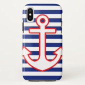 Nautical Style Anchor Icon on Stripes Case-Mate iPhone Case (Achterkant)