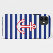 Nautical Style Anchor Icon on Stripes Case-Mate iPhone Case (Achterkant (horizontaal))